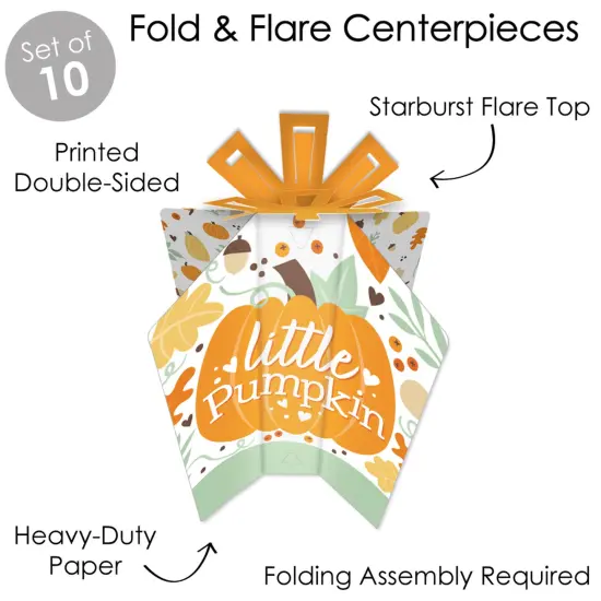 Big Dot of Happiness Little Pumpkin - Table Decorations - Fall Birthday Party or Baby Shower Fold and Flare Centerpieces - 10 Count {6}