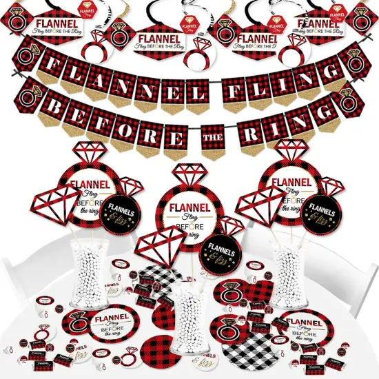 Big Dot of Happiness Flannel Fling Before The Ring - Buffalo Plaid Bachelorette Party Supplies - Banner Decoration Kit - Fundle Bundle {1}
