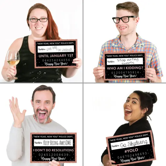 Big Dot of Happiness Rose Gold Happy New Year - New Year's Eve Party Resolution Mug Shots - Photo Booth Props Kit - 20 Count {4}