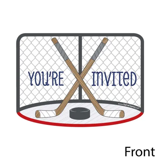 Big Dot of Happiness Shoots and Scores - Hockey - Shaped Fill-in Invites - Baby Shower or Birthday Party Invites Cards with Envelopes - Set of 12 {3}