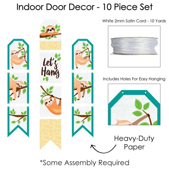 Big Dot of Happiness Let's Hang - Sloth - Hanging Vertical Paper Door Banners - Baby Shower or Birthday Party Wall Decoration Kit - Indoor Door Decor {6}