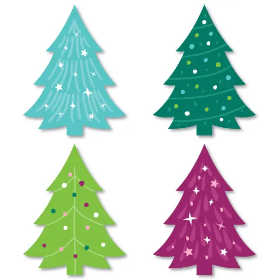 Big Dot of Happiness Merry and Bright Trees - DIY Shaped Colorful Whimsical Christmas Party Cut-Outs - 24 Count {1}