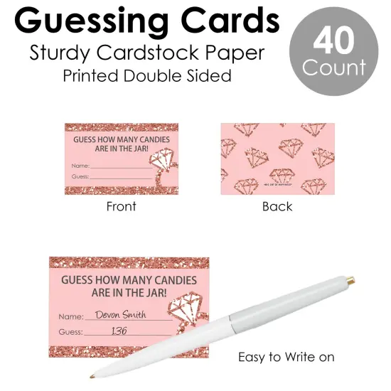 Big Dot of Happiness Bride Squad - How Many Candies Rose Gold Bridal Shower or Bachelorette Party Game - 1 Stand and 40 Cards - Candy Guessing Game {7}