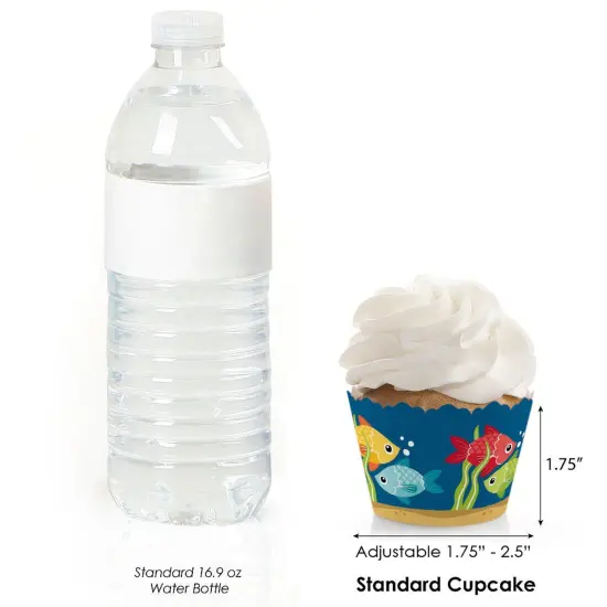 Big Dot of Happiness Let's Go Fishing - Fish Themed Birthday Party or Baby Shower Decorations - Party Cupcake Wrappers - Set of 12 {4}