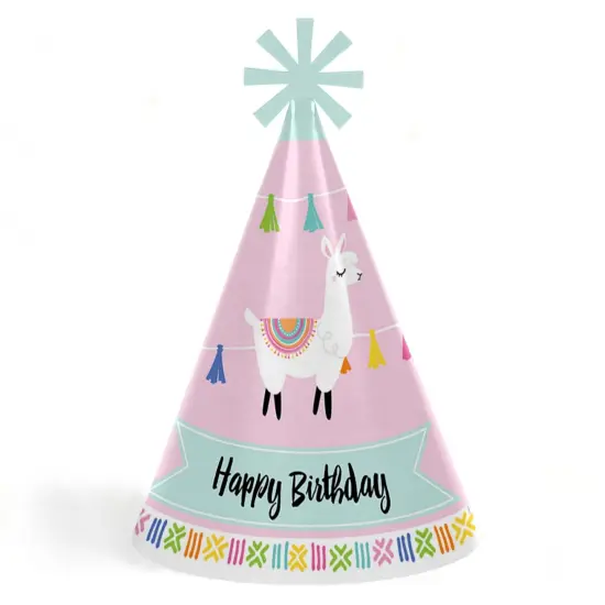 Big Dot of Happiness Whole Llama Fun - Cone Happy Birthday Party Hats for Kids and Adults - Set of 8 (Standard Size) {1}