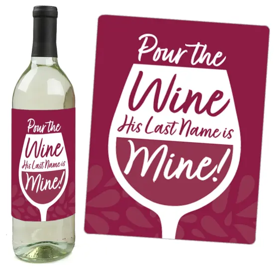 Big Dot of Happiness Burgundy Elegantly Simple - Wedding or Bridal Shower Guest Party Favors Decorations- Wine Bottle Label Stickers - Set of 4 {6}