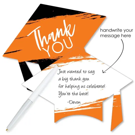 Big Dot of Happiness Orange Grad - Best is Yet to Come - Shaped Thank You Cards - Orange Grad Party Thank You Note Cards with Envelopes - Set of 12 {3}