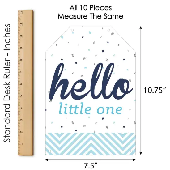 Big Dot of Happiness Hello Little One - Blue and Silver - Hanging Vertical Paper Door Banners - Boy Baby Shower Wall Decor Kit - Indoor Door Decor {7}
