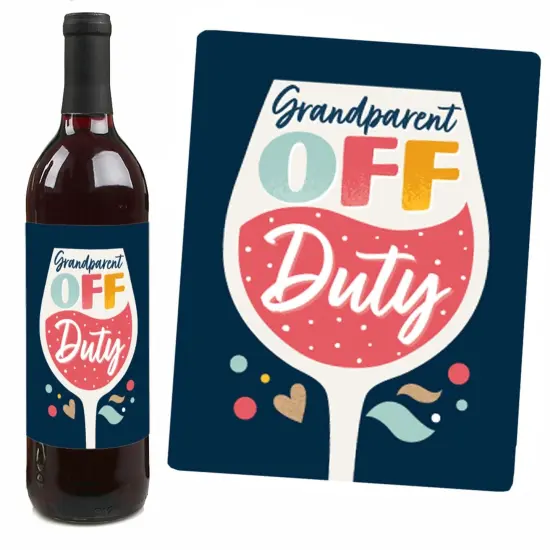 Big Dot of Happiness Happy Grandparents Day - Grandma & Grandpa Party Decorations for Women and Men - Wine Bottle Label Stickers - Set of 4 {7}