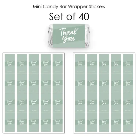 Big Dot of Happiness Sage Green Elegantly Simple - Mini Candy Bar Wrapper Stickers Party Small Favors 40 Ct {4}