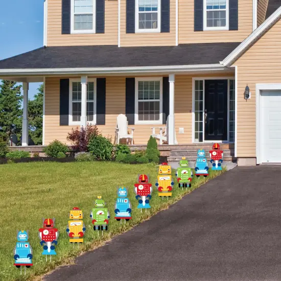 Big Dot of Happiness Gear Up Robots - Lawn Decorations - Outdoor Birthday Party or Baby Shower Yard Decorations - 10 Piece {4}