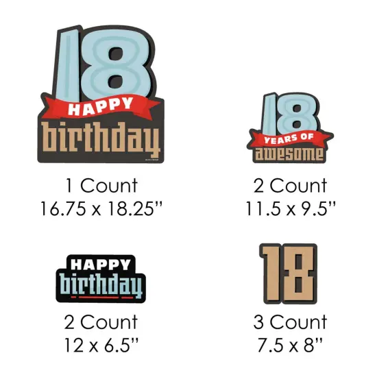 Big Dot of Happiness Boy 18th Birthday - Yard Sign and Outdoor Lawn Decorations - Eighteenth Birthday Party Yard Signs - Set of 8 {7}