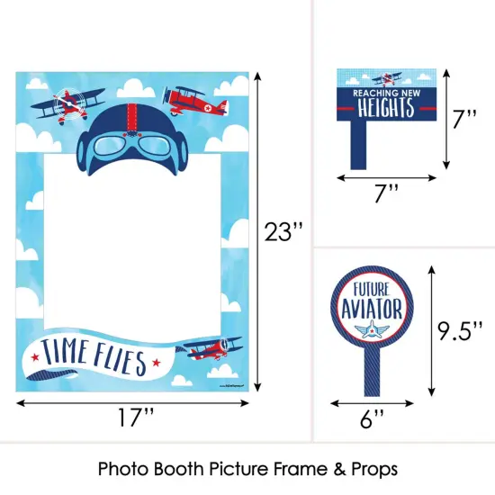 Big Dot of Happiness Taking Flight - Airplane - Vintage Plane Party Selfie Photo Booth Picture Frame & Props - Printed on Sturdy Material {6}