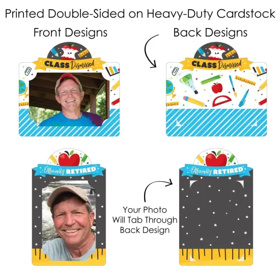 Big Dot of Happiness Teacher Retirement - Happy Retirement Party Picture Centerpiece Sticks - Photo Table Toppers - 15 Pieces {7}