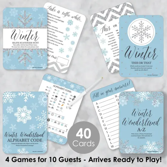 Big Dot of Happiness Winter Wonderland - 4 Snowflake Holiday Party and Winter Wedding Games - 10 Cards Each - Gamerific Bundle {3}