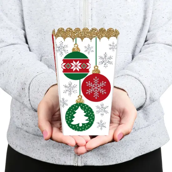 Big Dot of Happiness Ornaments - Holiday and Christmas Party Favor Popcorn Treat Boxes - Set of 12 {6}