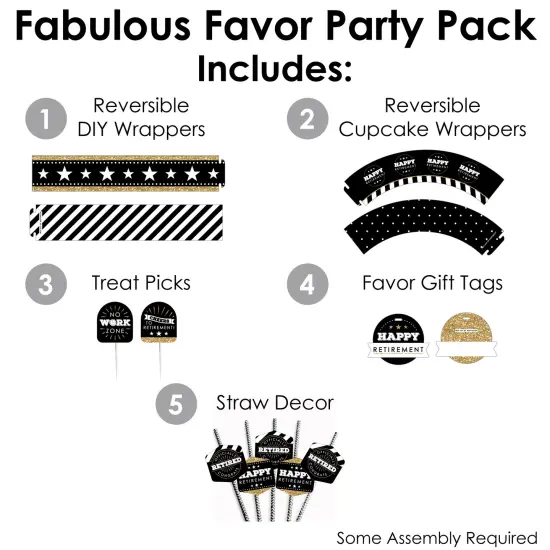Big Dot of Happiness Happy Retirement - Retirement Party Favors and Cupcake Kit - Fabulous Favor Party Pack - 100 Pieces {3}