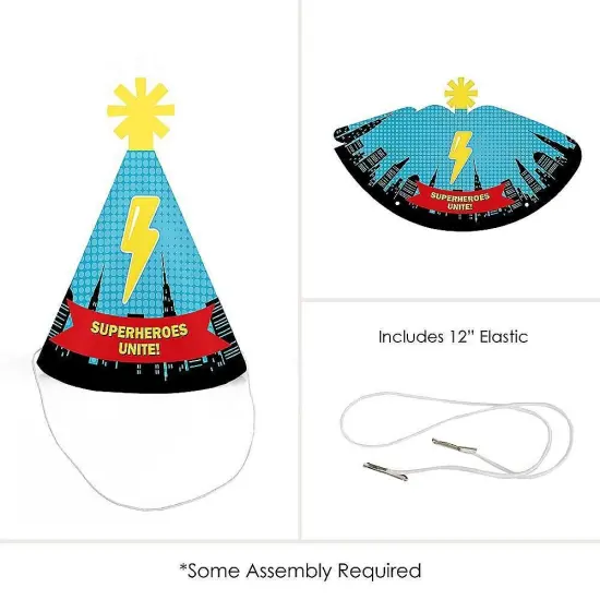 Big Dot of Happiness Bam Superhero - Mini Cone Baby Shower or Birthday Party Hats - Small Little Party Hats - Set of 8 {6}