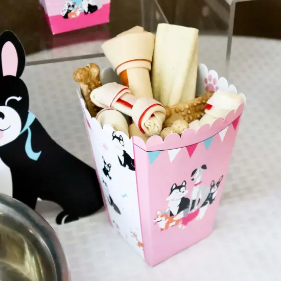Big Dot of Happiness Pawty Like a Puppy Girl - Pink Dog Baby Shower or Birthday Party Favor Popcorn Treat Boxes - Set of 12 {7}