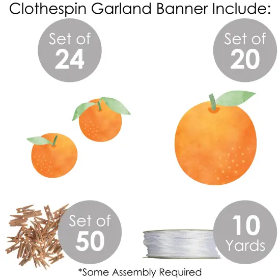 Big Dot of Happiness Little Clementine - Orange Citrus Baby Shower or Birthday Party DIY Decorations - Clothespin Garland Banner - 44 Pieces {6}