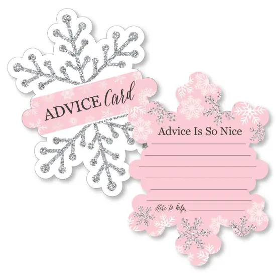Big Dot of Happiness Pink Winter Wonderland - Wish Card Holiday Snowflake Birthday Party Baby Shower Activities - Shaped Advice Cards Game - Set of 20 {1}