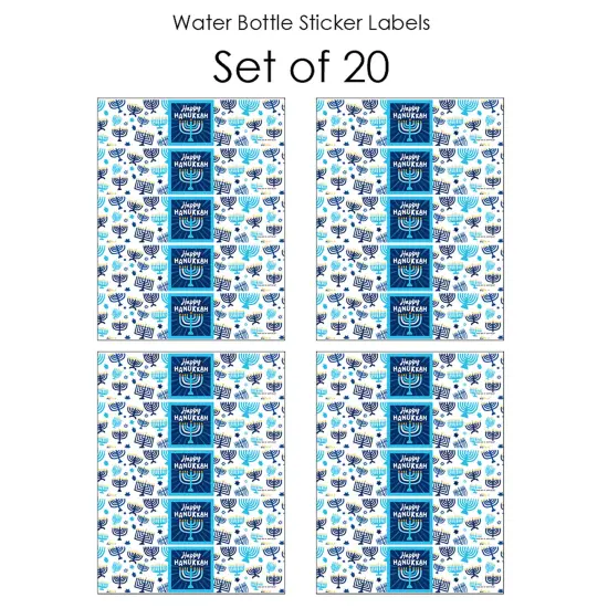 Big Dot of Happiness Hanukkah Menorah - Chanukah Holiday Party Water Bottle Sticker Labels - Set of 20 {4}