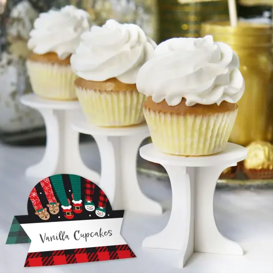 Big Dot of Happiness Christmas Pajamas - Holiday Plaid PJ Party Tent Buffet Card - Table Setting Name Place Cards - Set of 24 {6}