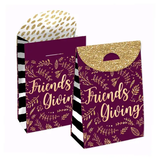 Big Dot of Happiness Elegant Thankful for Friends - Friendsgiving Thanksgiving Gift Favor Bags - Party Goodie Boxes - Set of 12 {1}