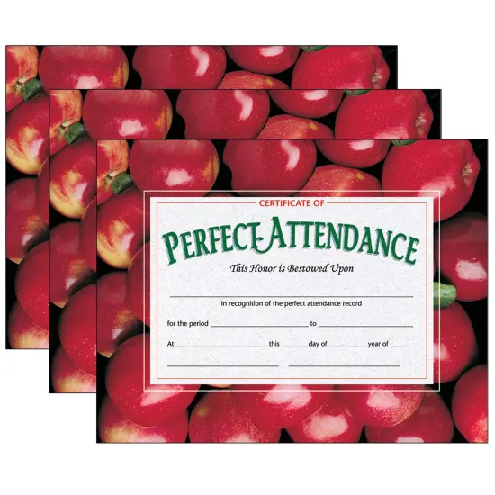 Certificate of Perfect Attendance, 30 Per Pack, 3 Packs {1}