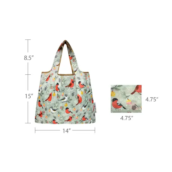 Wrapables Medium Foldable Tote Nylon Reusable Grocery Bag (Set of 2), Cardinals {2}