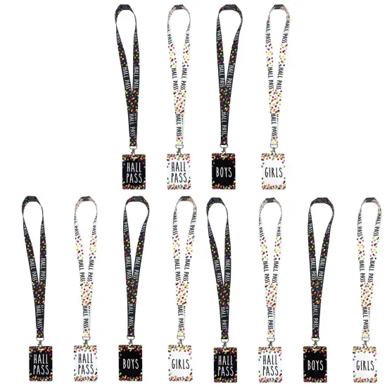 Confetti Hall Pass with Lanyard, 4 Per Pack, 3 Packs {1}