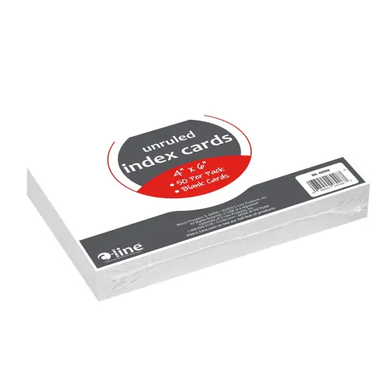 Index Cards, 4" x 6", White, Unruled, 50 Per Pack, 10 Packs {4}