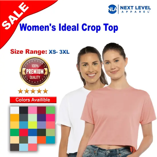 Next Level&reg; Women's Short Sleeve Crewneck Ideal Crop Top - 1580 Black {2}