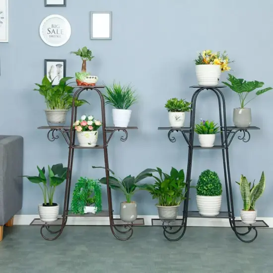 7 Tier Extra Large Indoor Metal Plant Stand Shelf Anti Rust Garden Flower Rack {3}