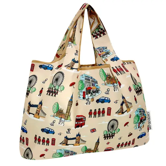 Wrapables Large Foldable Tote Nylon Reusable Grocery Bags, Britain {1}