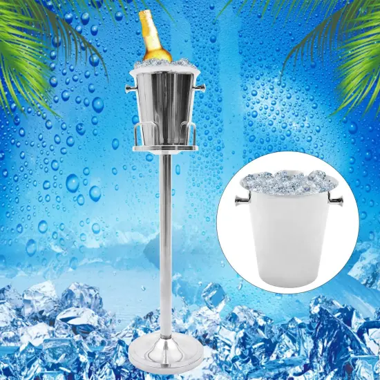 Stainless Steel Party Champagne Bucket Wine Beer Ice Cooler Bucket with Stand {2}