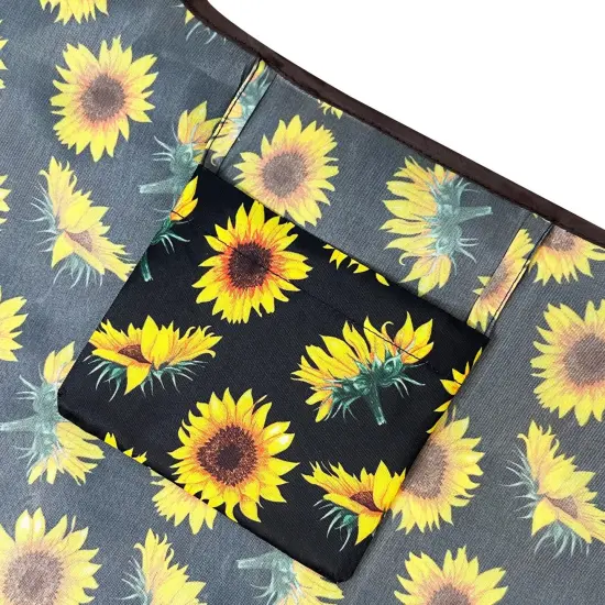 Wrapables Medium Foldable Tote Nylon Reusable Grocery Bag (Set of 2), Sunflowers {5}