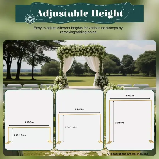 9.8x9.8FT Wedding Arch Metal Stand Backdrop Flower Balloon Frame Party Event {4}