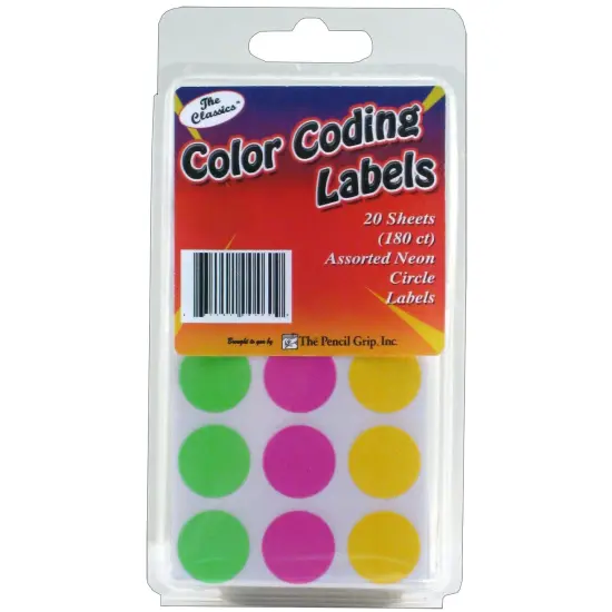 Color Coding Circle Labels, Neon, 180 Per Pack, 12 Packs {2}