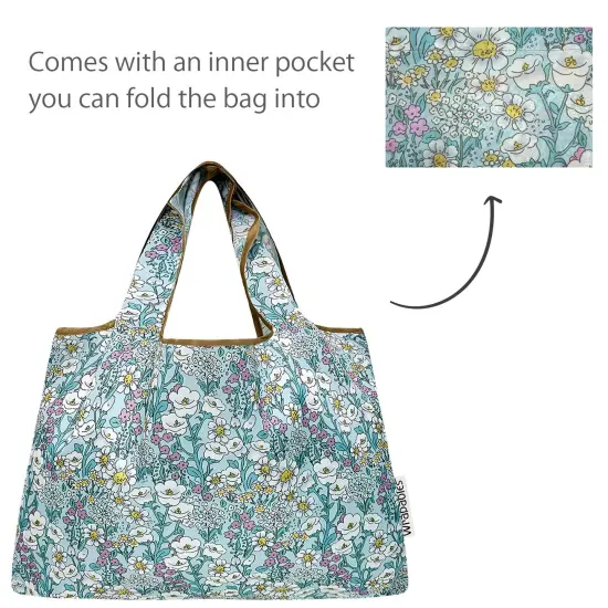 Wrapables Large Foldable Tote Nylon Reusable Grocery Bags, Spring Flora {5}
