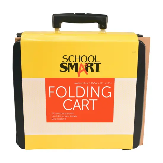 School Smart Folding Storage Cart on Wheels, Medium, 13-7/8 x 11 x 12 Inches, Black {1}