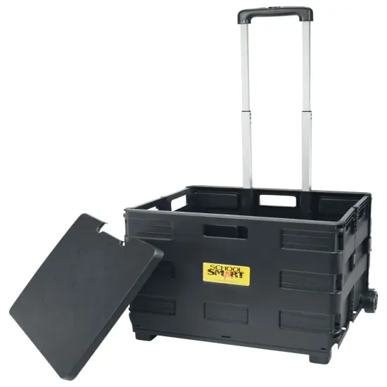 School Smart Folding Storage Cart on Wheels, Large, 16-1/4 x 13 x 13-1/2 Inches, Black {7}