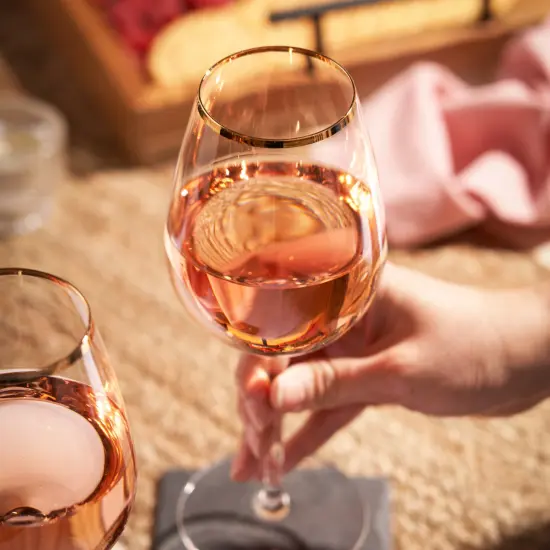 Gilded Stemmed Wine Glass Set  {3}