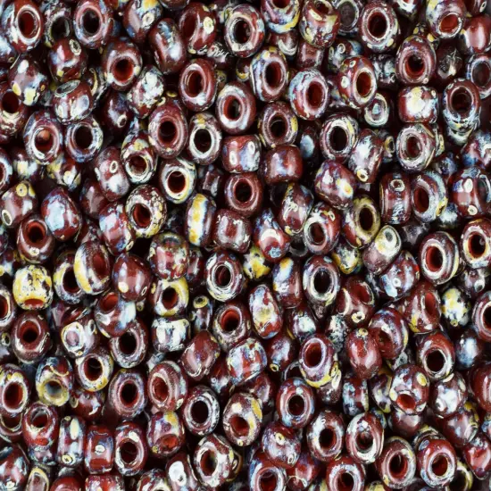 Translucent Flame Red Picasso Miyuki Seed Beads - Miyuki 4503 {1}