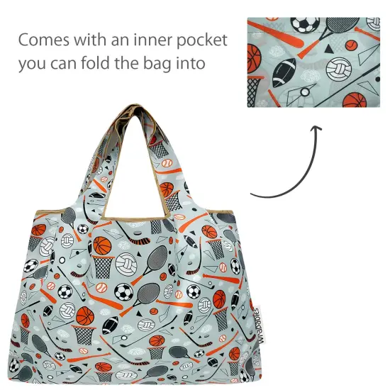 Wrapables Large Foldable Tote Nylon Reusable Grocery Bags, Sporty {5}
