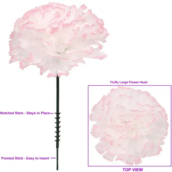 Set of 200 Peppermint Silk Carnation Picks - Festive & Fun Faux Flowers - Perfect for Home D&eacute;cor, Weddings, and Special Events - Versatile & Durable Floral Accents with a Touch of Holiday Cheer, Floral Home by Artificial Flowers {4}