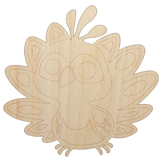 Cute Kawaii Peacock Bird Unfinished Wood Shape Piece Cutout for DIY Craft Projects {7}