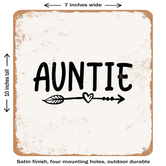 DECORATIVE METAL SIGN - Auntie - 4- Vintage Rusty Look {1}