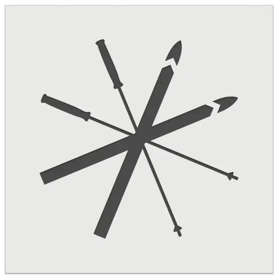 Skis and Poles Skiing Equipment and Gear Wall Cookie DIY Craft Reusable Stencil {7}