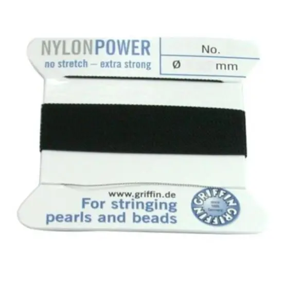 Black Griffin Nylon Bead Cord Beading Thread .7mm 2yds {1}